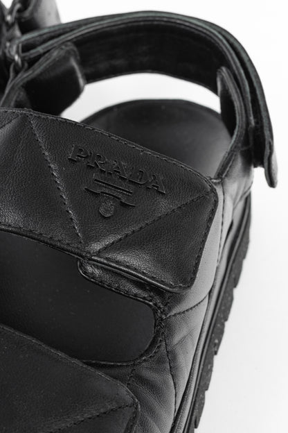 Prada Black Quilted Lamb Leather Sandals