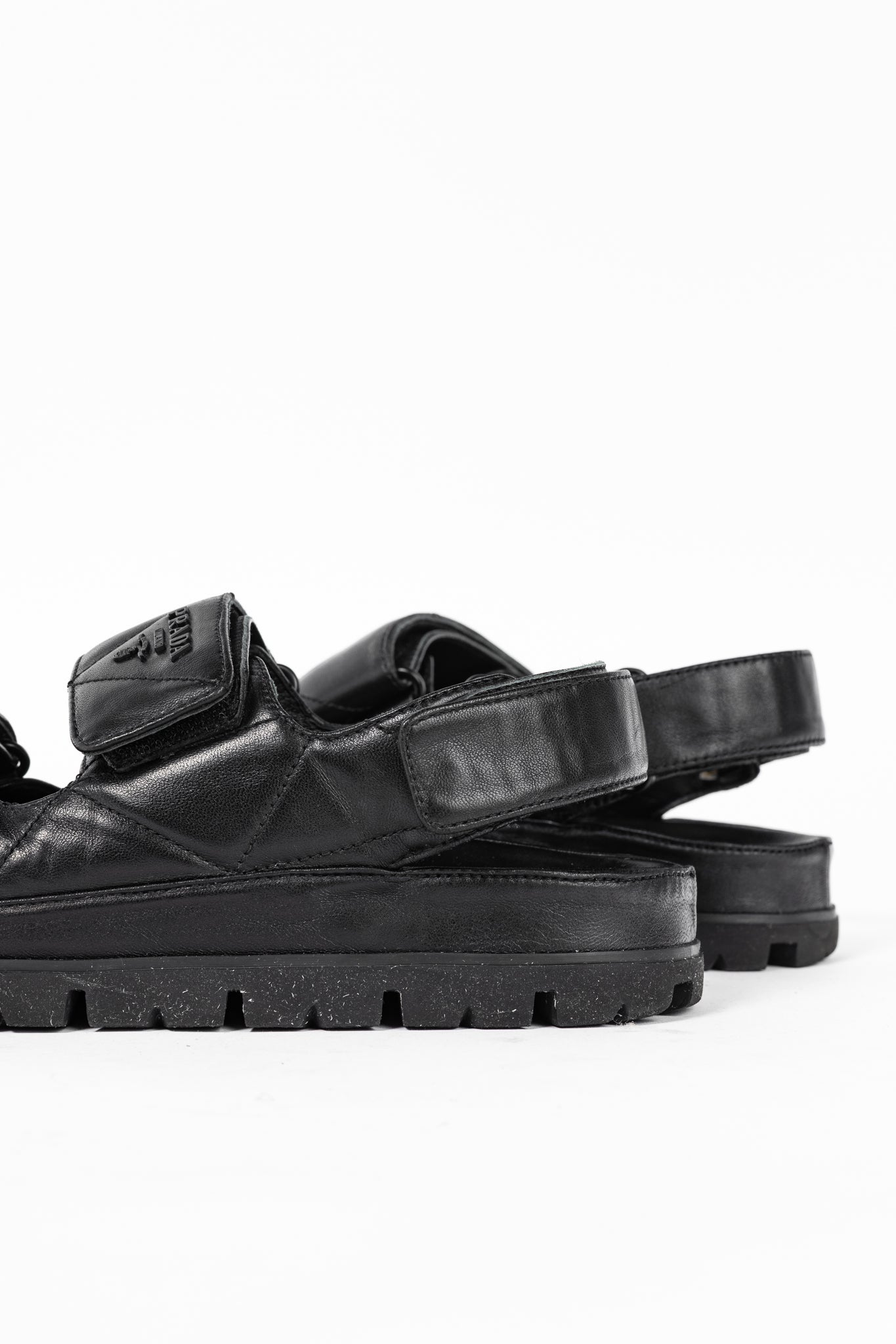 Prada Black Quilted Lamb Leather Sandals