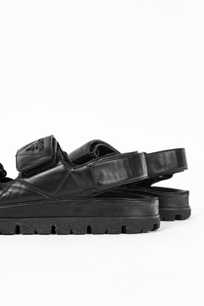 Prada Black Quilted Lamb Leather Sandals
