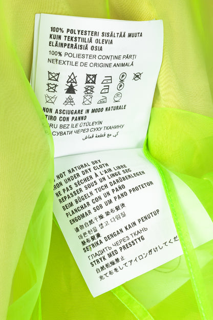 Prada AW/18 Runway Neon-Green Organza Tie-Neck Sleeveless Blouse
