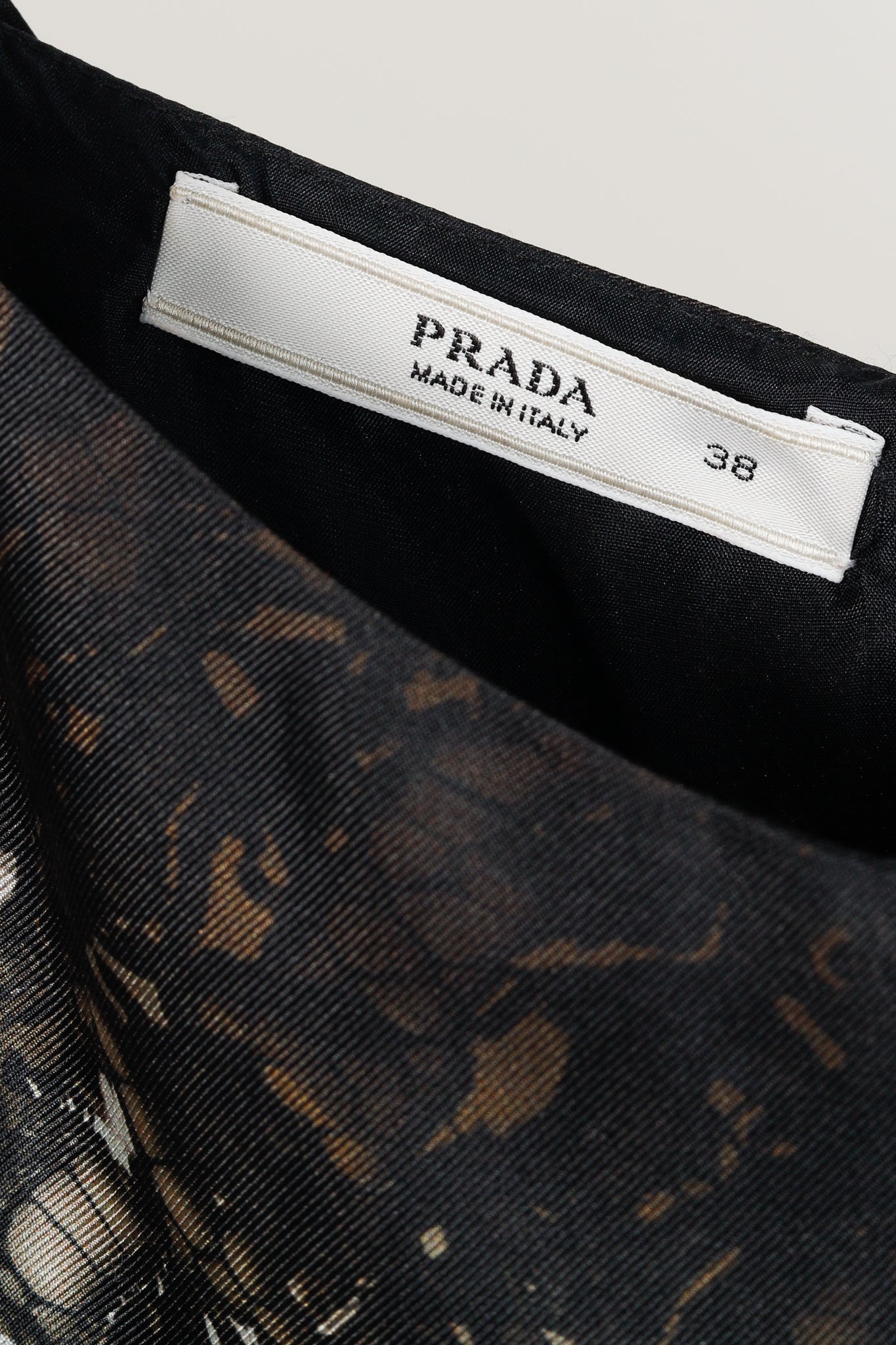 Prada AW/08 Brown Lace-Print Silk Cap-Sleeve Dress