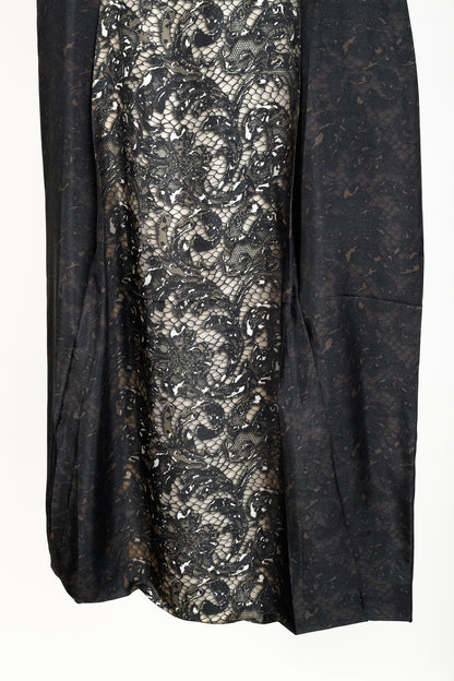 Prada AW/08 Brown Lace-Print Silk Cap-Sleeve Dress