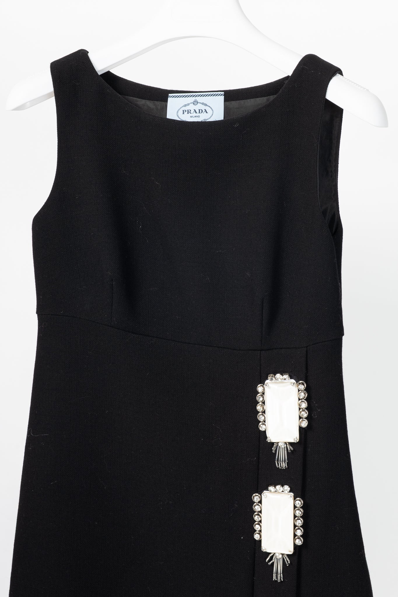 Prada AW12 Black Wool-Crepe Crystal-Embellished Dress