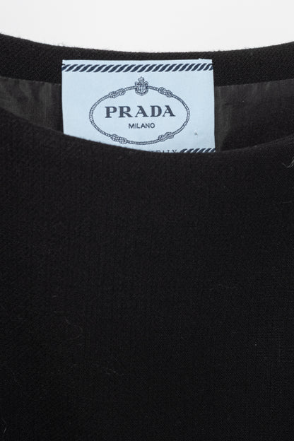Prada AW12 Black Wool-Crepe Crystal-Embellished Dress
