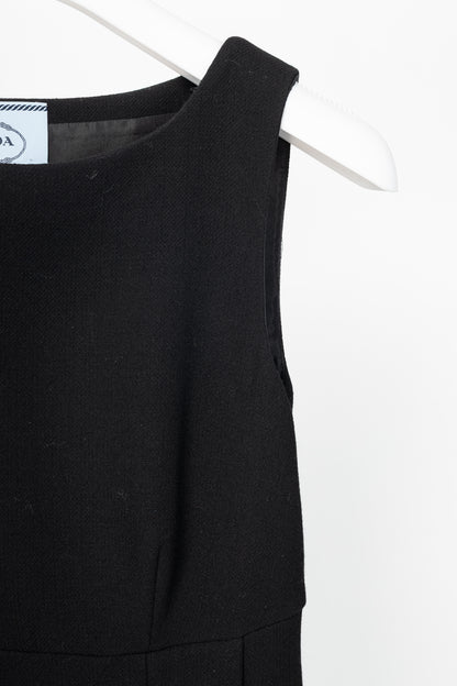 Prada AW12 Black Wool-Crepe Crystal-Embellished Dress