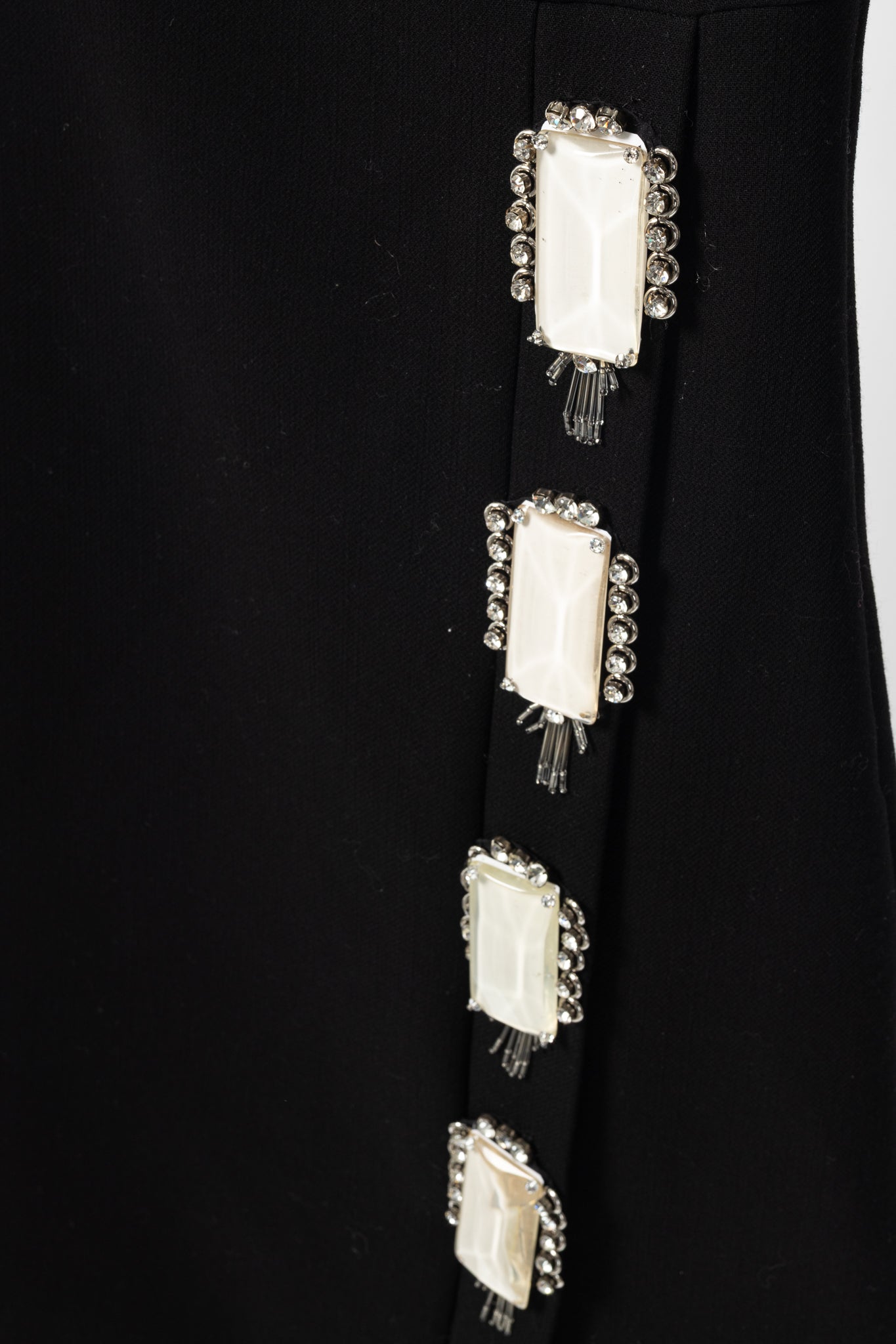 Prada AW12 Black Wool-Crepe Crystal-Embellished Dress