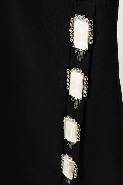 Prada AW12 Black Wool-Crepe Crystal-Embellished Dress