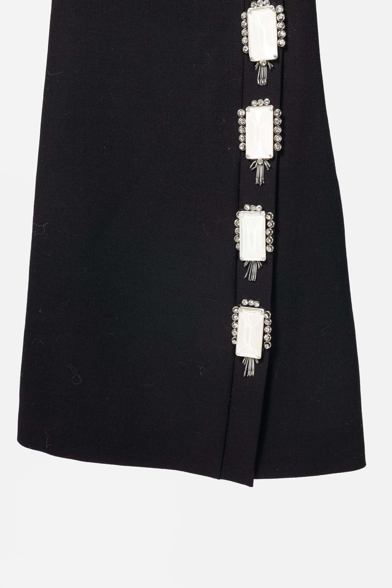 Prada AW12 Black Wool-Crepe Crystal-Embellished Dress