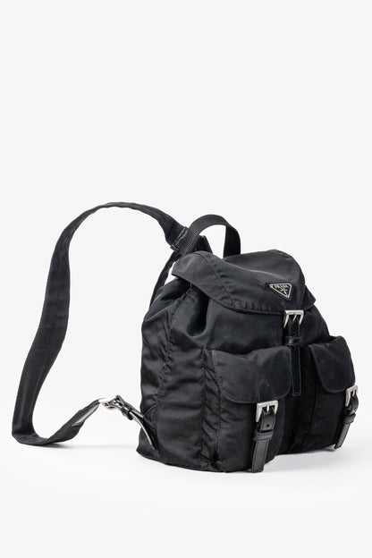 Prada Saffiano-Trimmed Tessuto Backpack