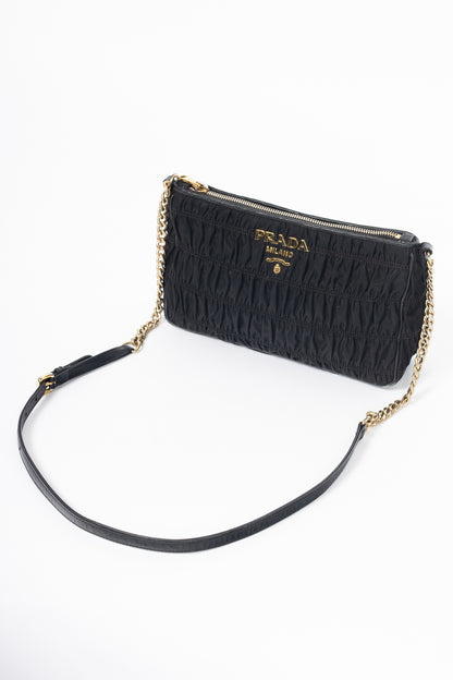 Prada Nero Tessuto Gaufre Nylon Shoulder Bag