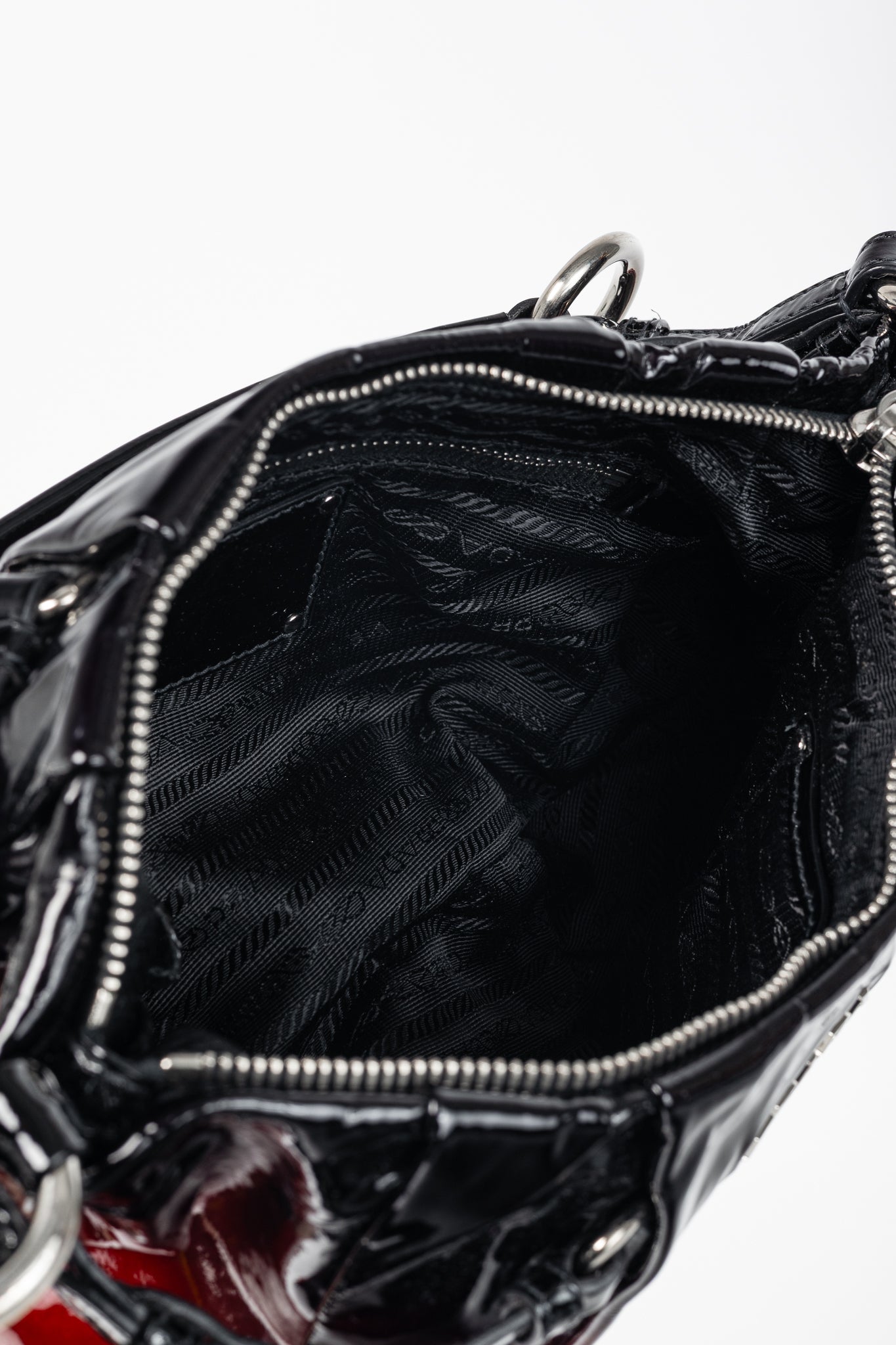 Prada Rosso & Argento Vernice Sfumata Gradient Patent Leather Handbag