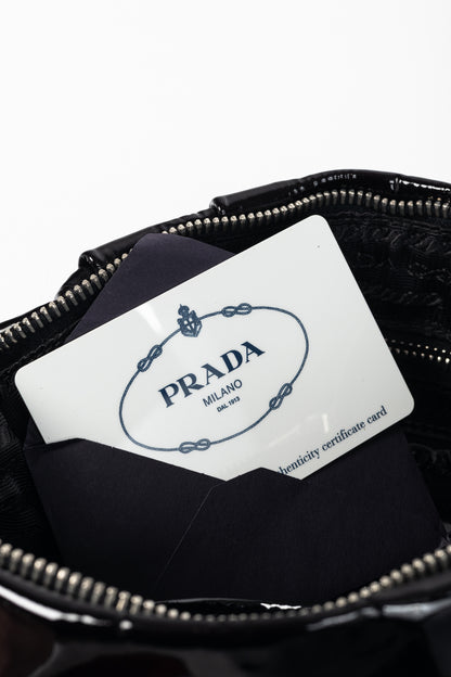 Prada Rosso & Argento Vernice Sfumata Gradient Patent Leather Handbag