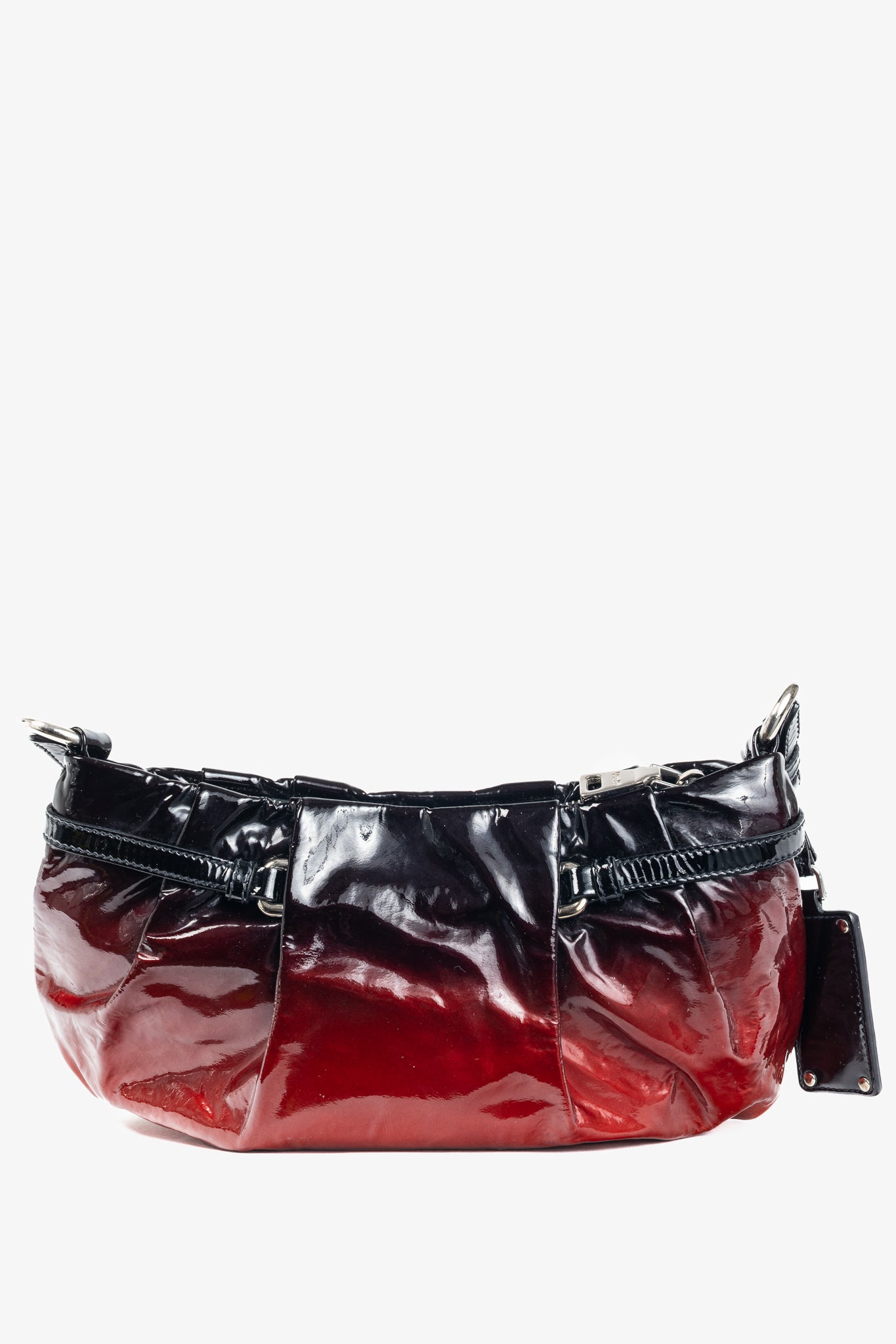 Prada Rosso & Argento Vernice Sfumata Gradient Patent Leather Handbag