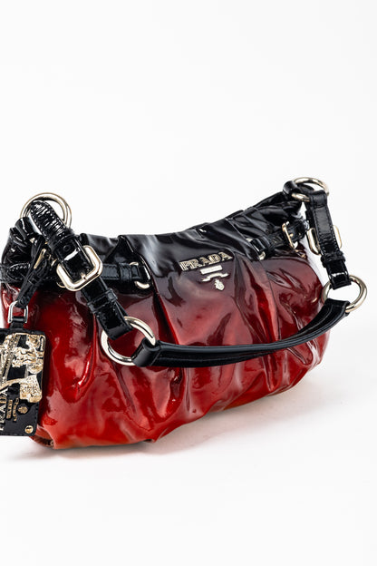 Prada Rosso & Argento Vernice Sfumata Gradient Patent Leather Handbag