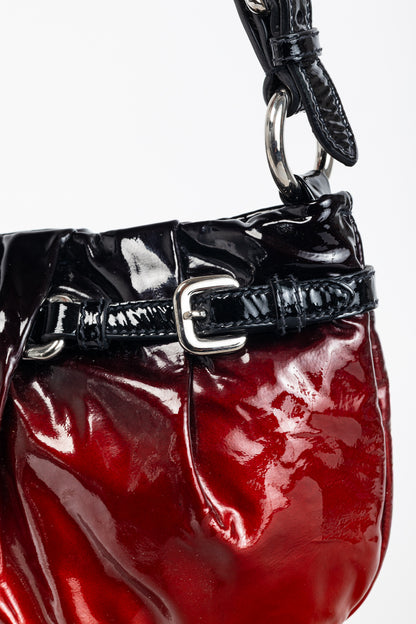 Prada Rosso & Argento Vernice Sfumata Gradient Patent Leather Handbag