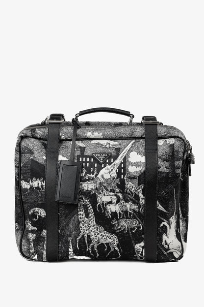 Prada AW/16 Animal Kingdom Nero & Avorio Tessuto Suitcase