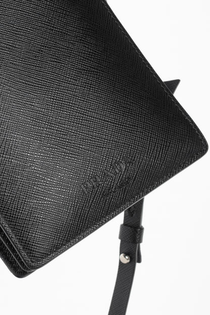 Prada Nero Saffiano Leather Smartphone Pouch
