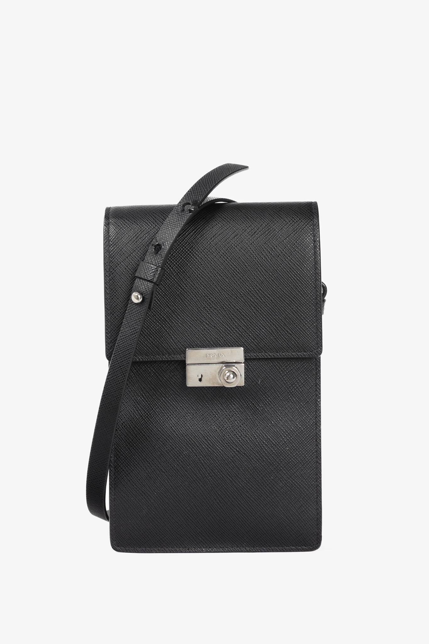 Prada Nero Saffiano Leather Smartphone Pouch