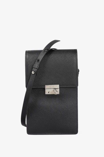 Prada Nero Saffiano Leather Smartphone Pouch