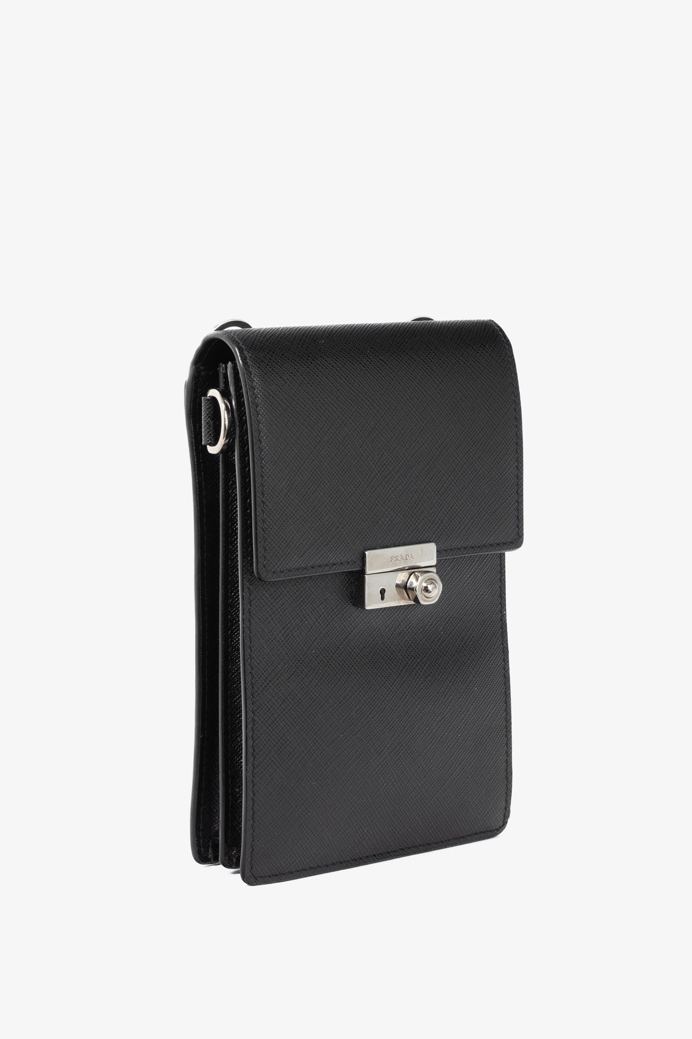 Prada Nero Saffiano Leather Smartphone Pouch