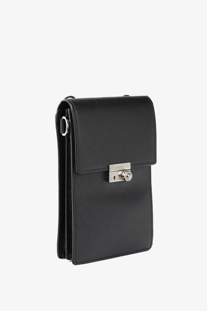 Prada Nero Saffiano Leather Smartphone Pouch