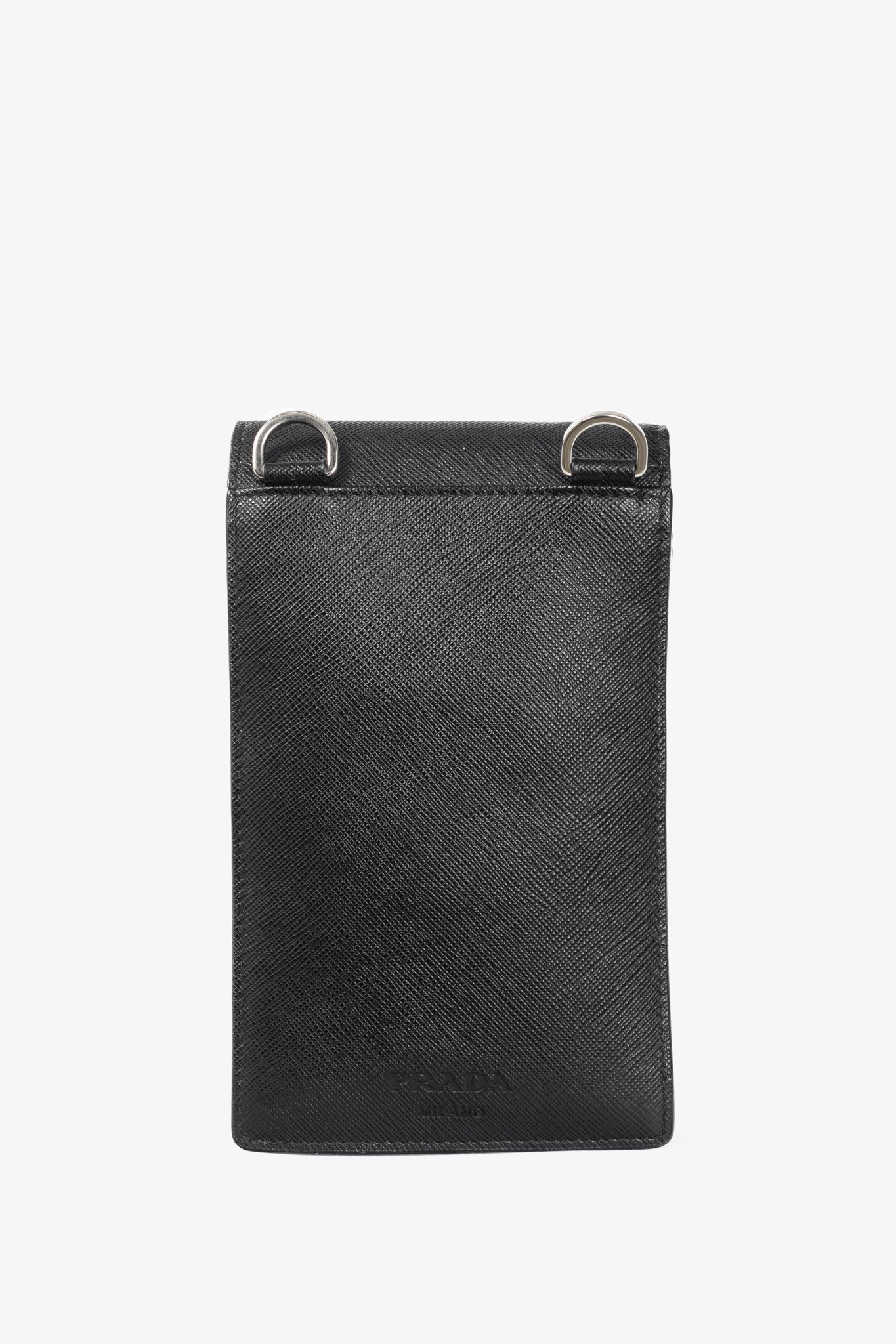 Prada Nero Saffiano Leather Smartphone Pouch