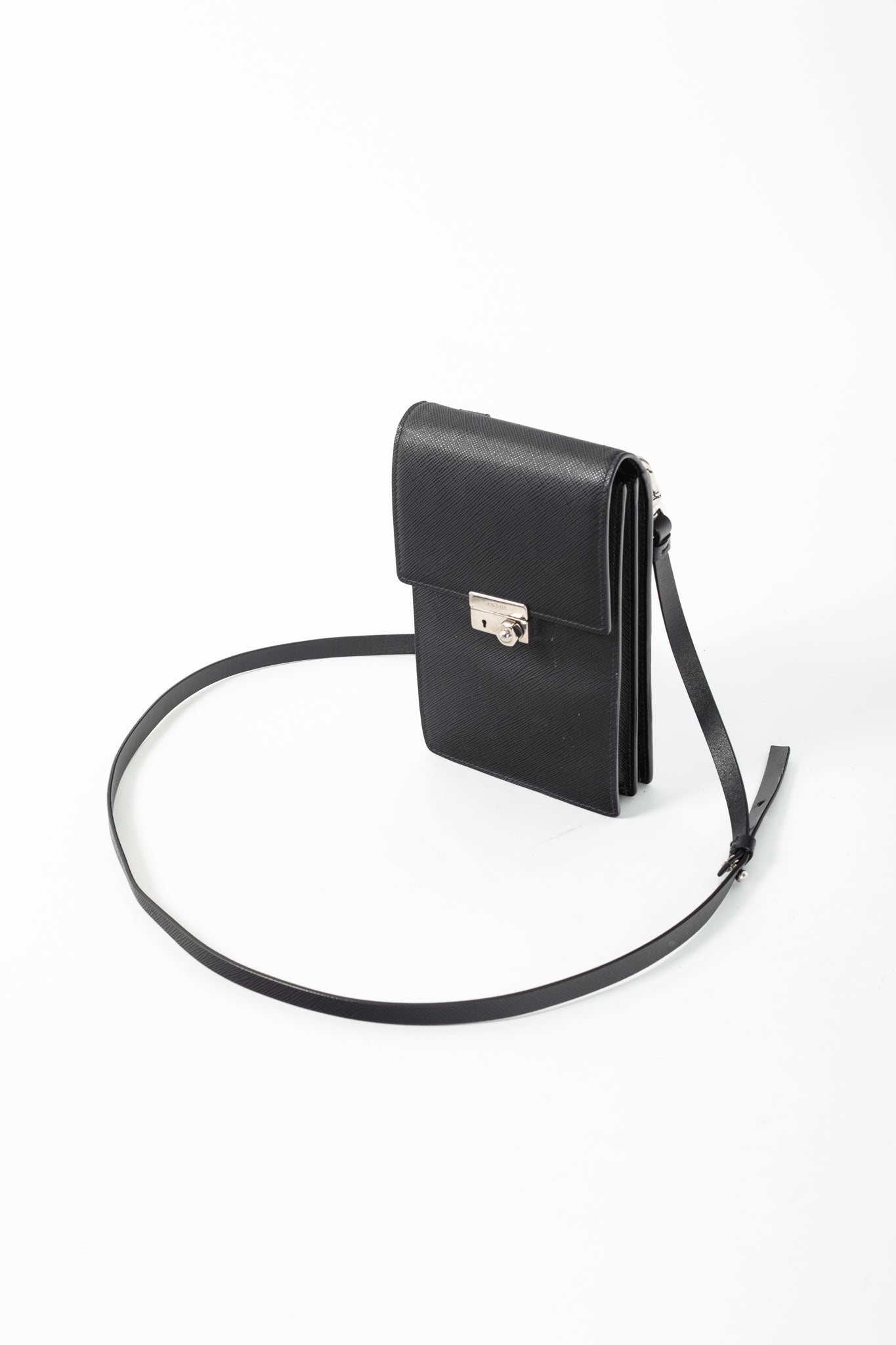 Prada Nero Saffiano Leather Smartphone Pouch