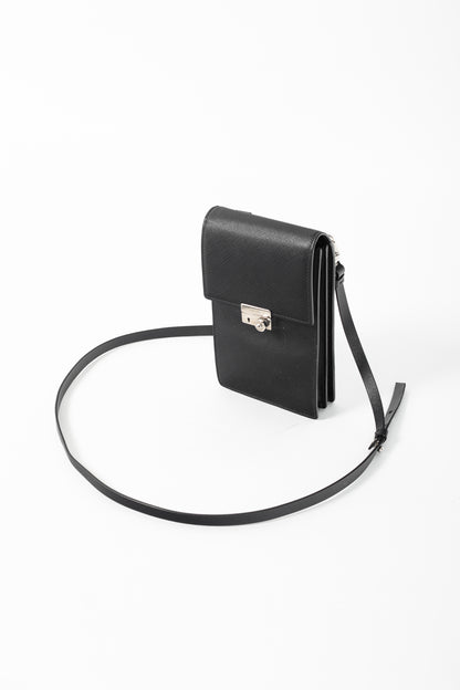 Prada Nero Saffiano Leather Smartphone Pouch