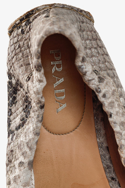 Prada Taupe Grey Reptile Embossed Driving-Style Leather Loafer