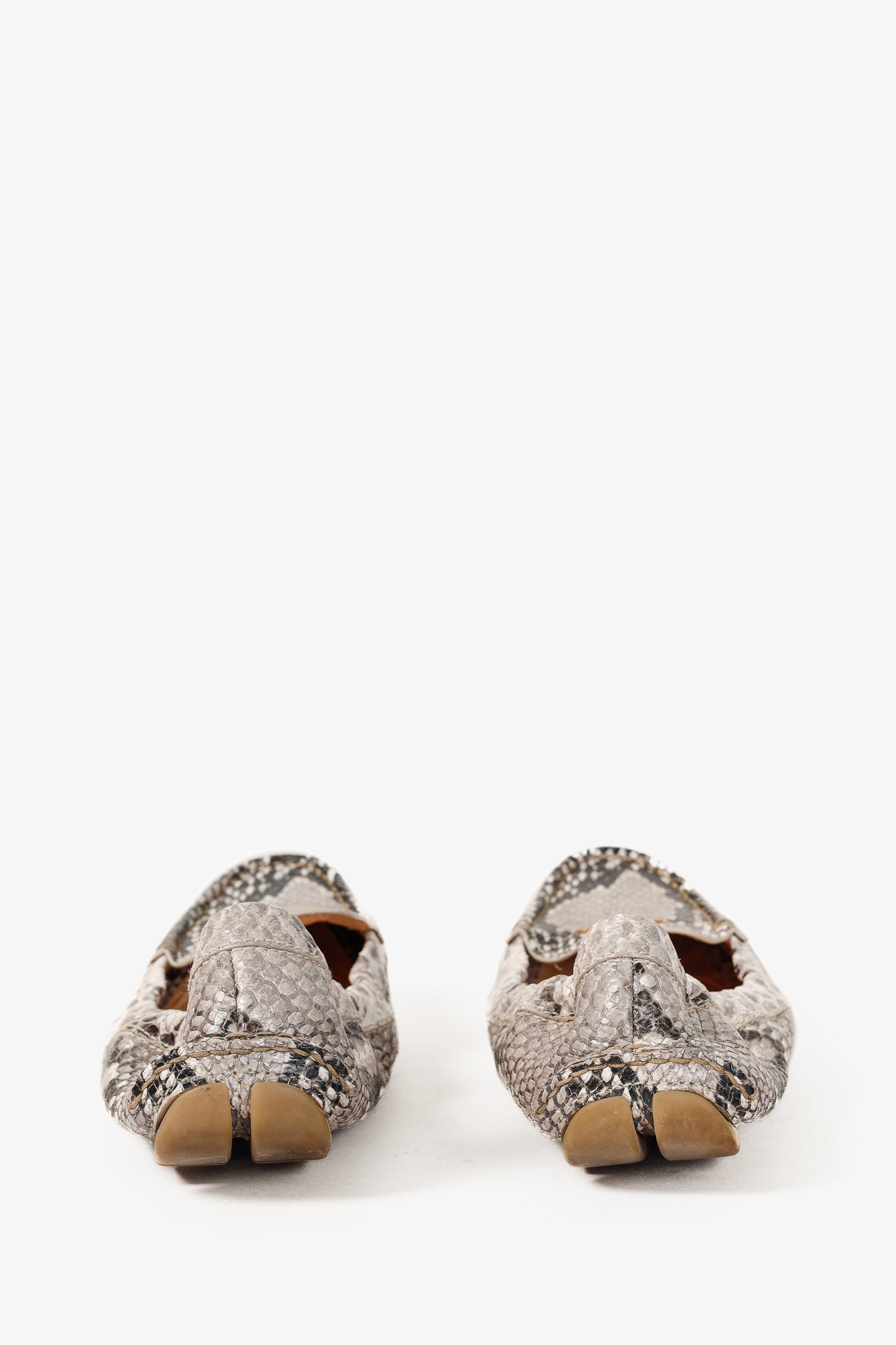 Prada Taupe Grey Reptile Embossed Driving-Style Leather Loafer