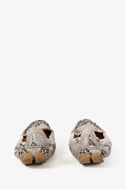 Prada Taupe Grey Reptile Embossed Driving-Style Leather Loafer