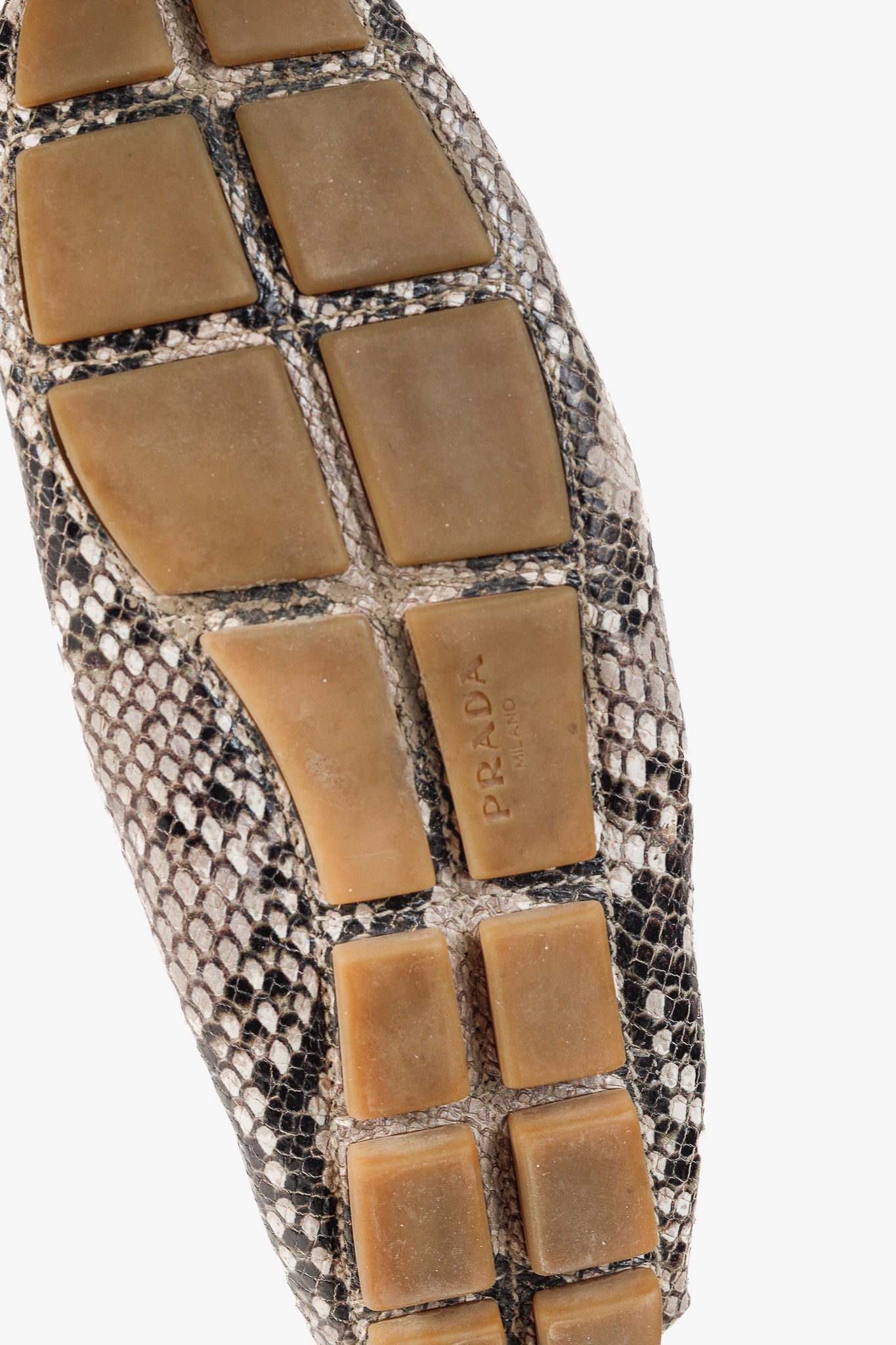 Prada Taupe Grey Reptile Embossed Driving-Style Leather Loafer