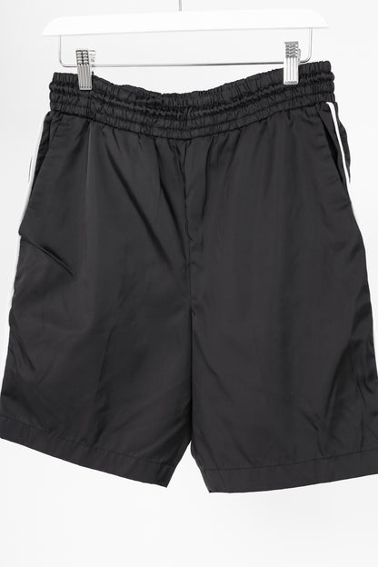 Prada Black Nylon Side-Stripe Logo Drawstring Shorts