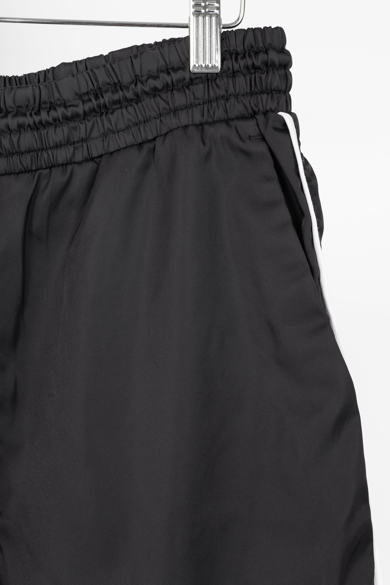 Prada Black Nylon Side-Stripe Logo Drawstring Shorts
