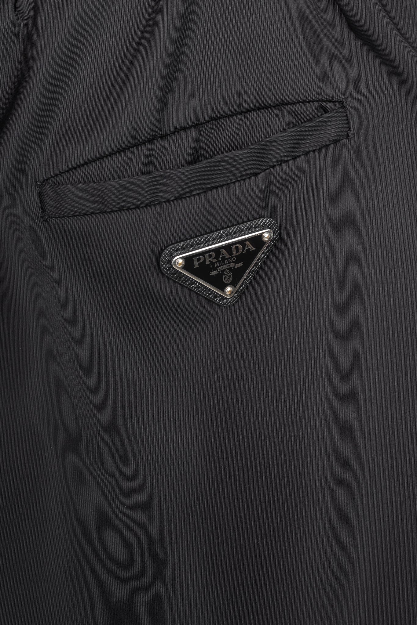 Prada Black Nylon Side-Stripe Logo Drawstring Shorts