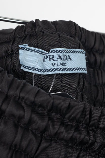Prada Black Nylon Side-Stripe Logo Drawstring Shorts