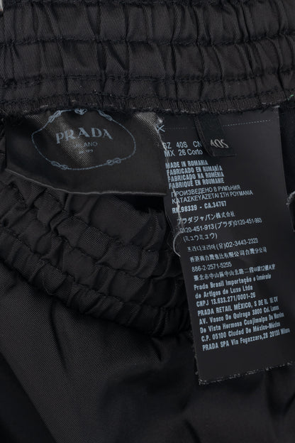Prada Black Nylon Side-Stripe Logo Drawstring Shorts