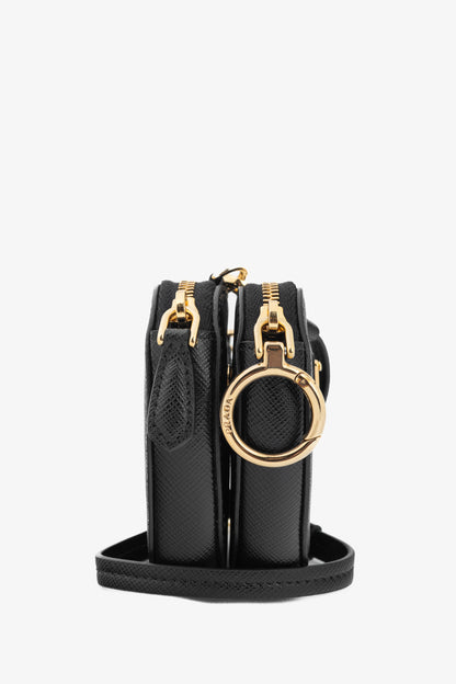 Prada Nero Saffiano Leather Mini Heart Pouch