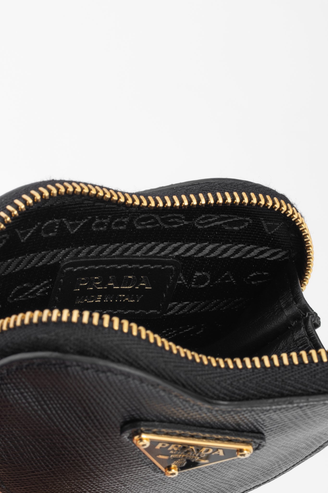 Prada Nero Saffiano Leather Mini Heart Pouch