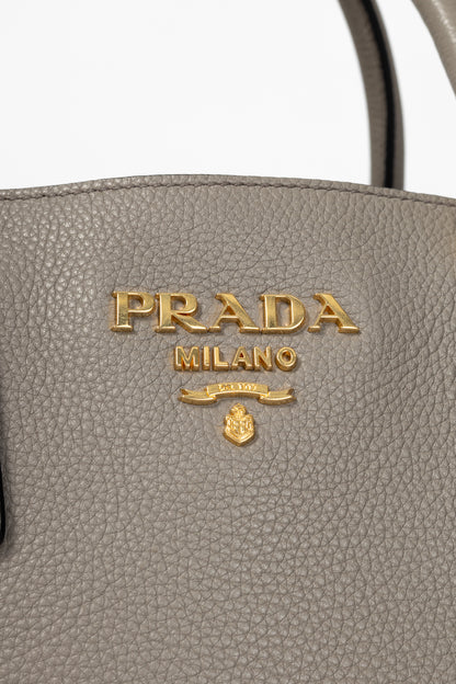 Prada Argilla Vitello Phenix Leather 2-Way Tote