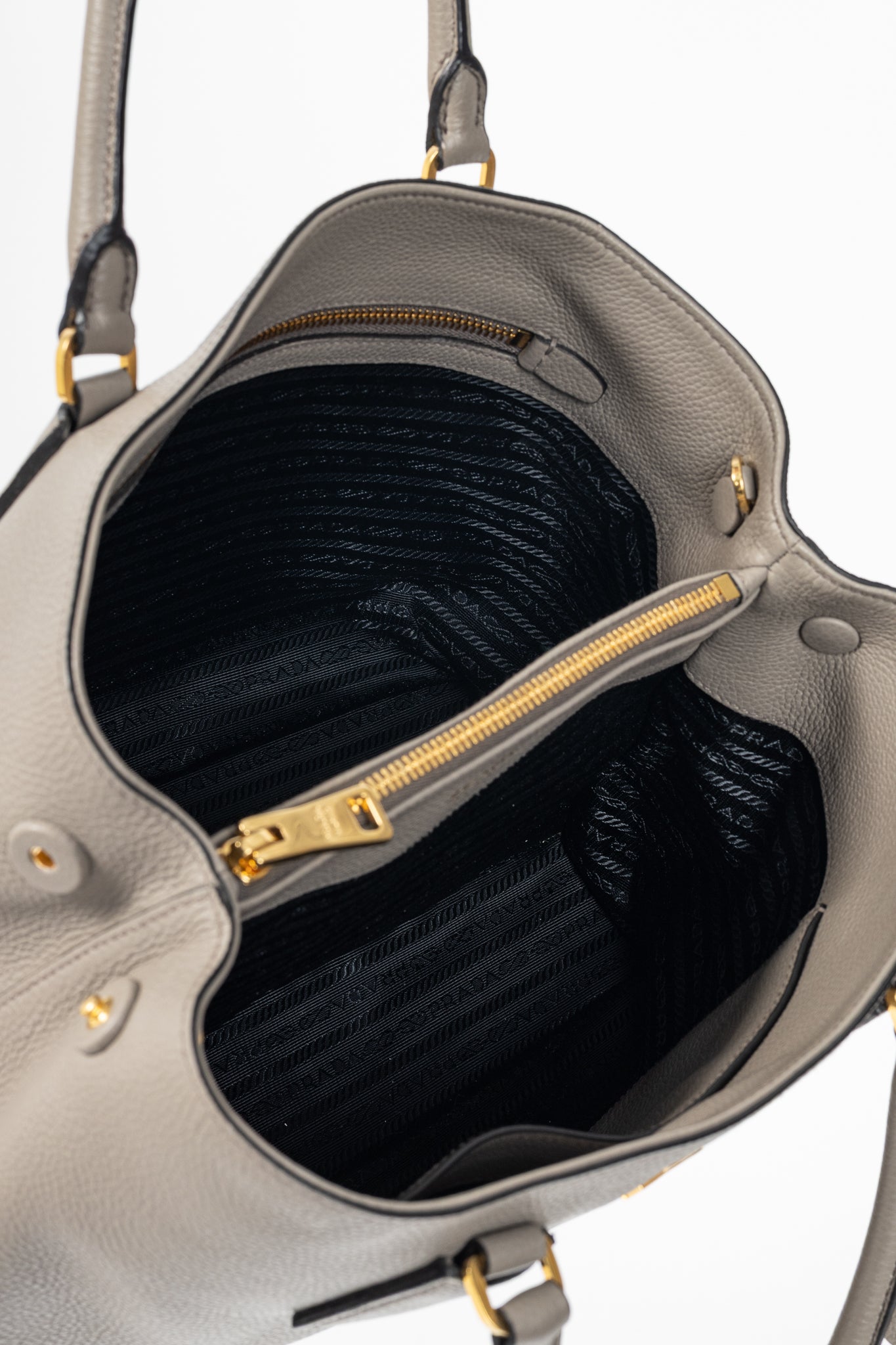Prada Argilla Vitello Phenix Leather 2-Way Tote
