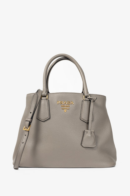 Prada Argilla Vitello Phenix Leather 2-Way Tote