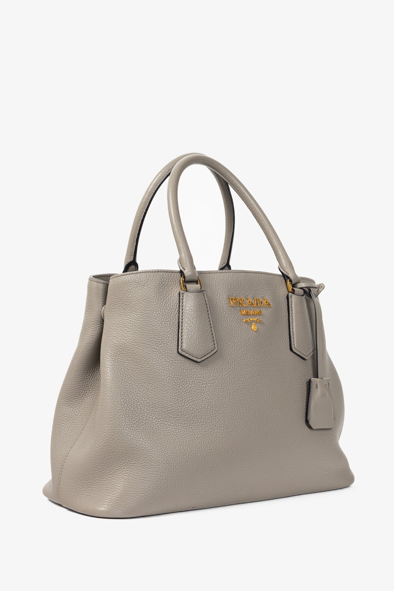 Prada Argilla Vitello Phenix Leather 2-Way Tote
