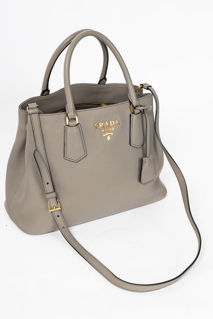 Prada Argilla Vitello Phenix Leather 2-Way Tote