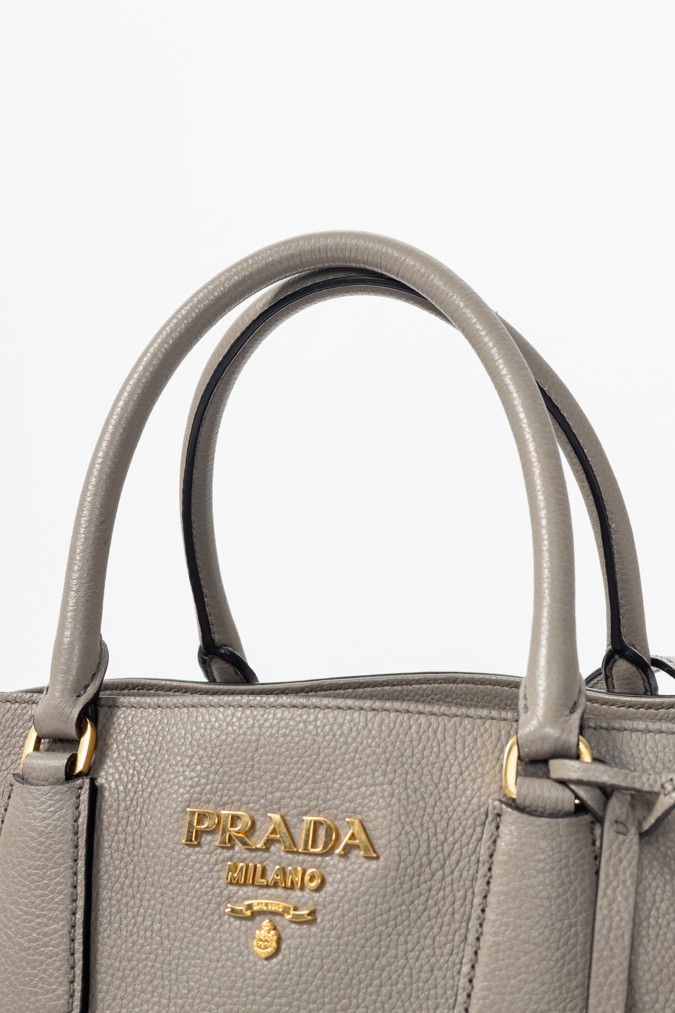 Prada Argilla Vitello Phenix Leather 2-Way Tote