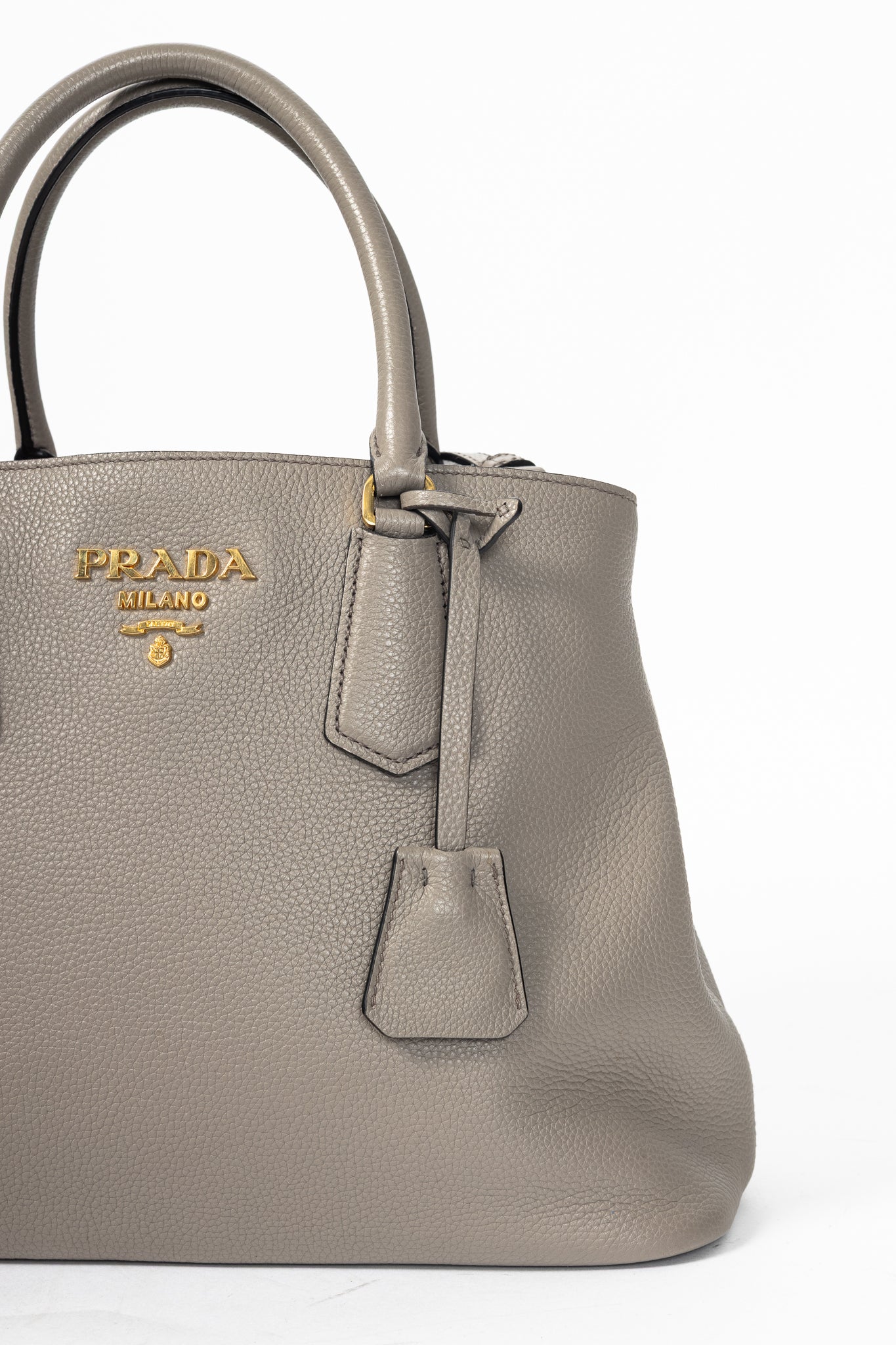 Prada Argilla Vitello Phenix Leather 2-Way Tote