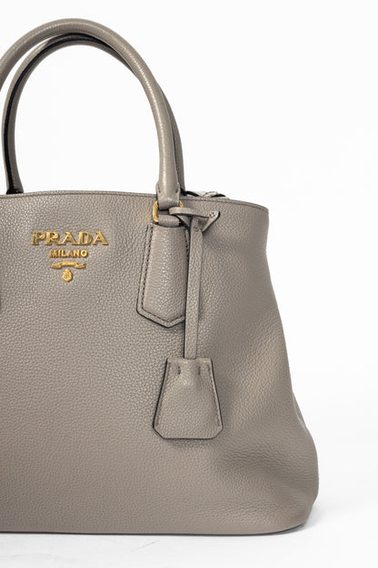 Prada Argilla Vitello Phenix Leather 2-Way Tote