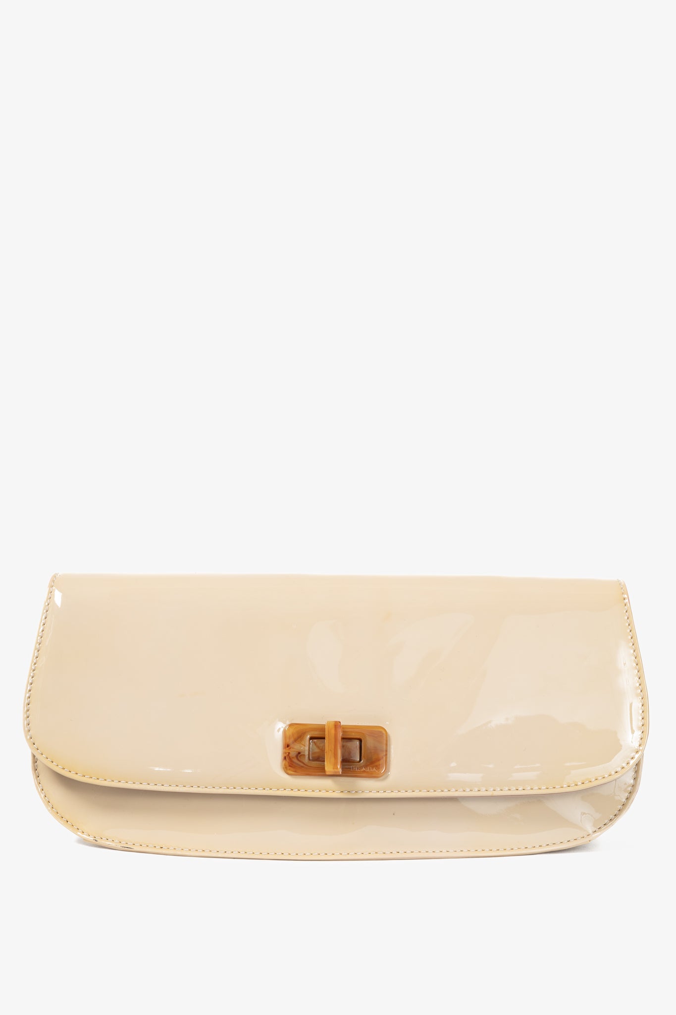Prada Cammeo Vernice Leather Oversized Clutch