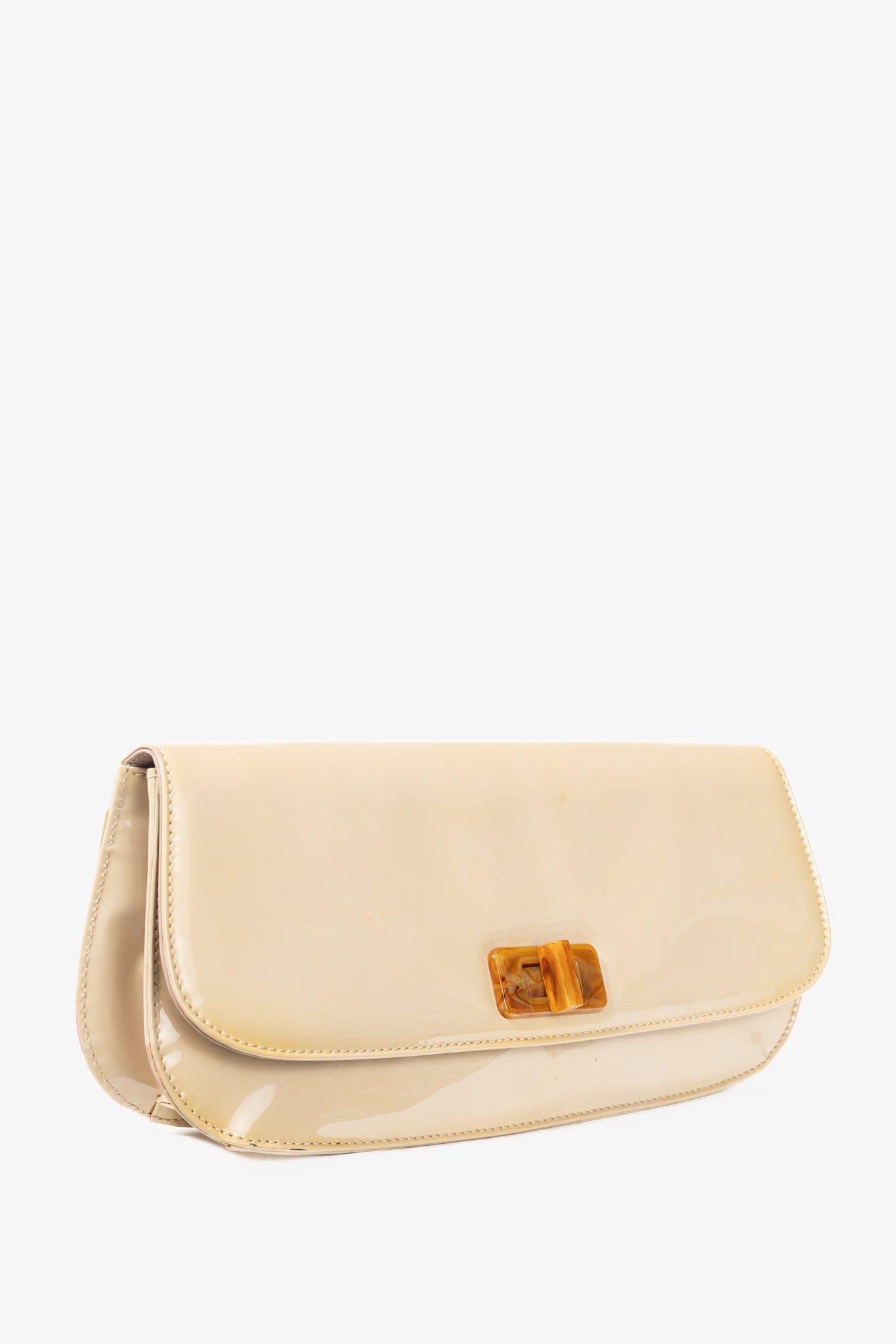 Prada Cammeo Vernice Leather Oversized Clutch