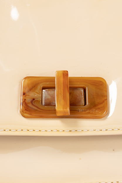 Prada Cammeo Vernice Leather Oversized Clutch